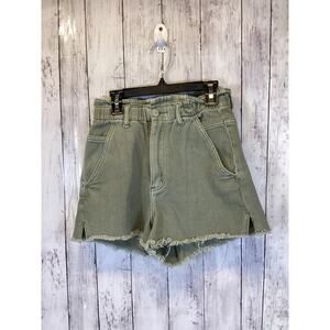 Gab&Kate olive green raw hem denim shorts size S